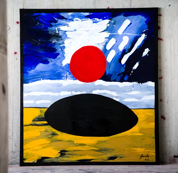 Image of No Name by Tsouladze Guela, size: 1,3 x 1,5, made of Acrylic on oilcloth, Painting medium, from Batumi, part of the Variation on Soul series, priced at €10000